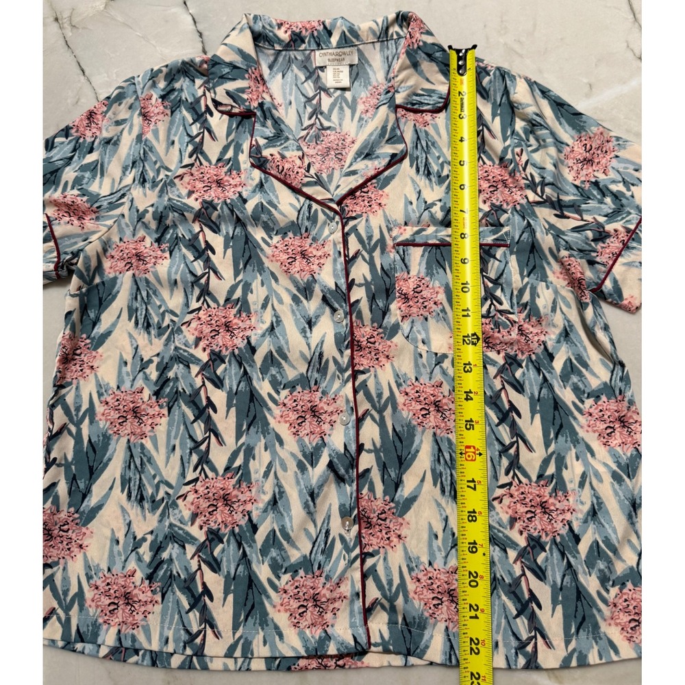 Cynthia Rowley Women's Floral Tropical Pajama Set M Short Sleeve Top Large Pants - Picture 4 of 15